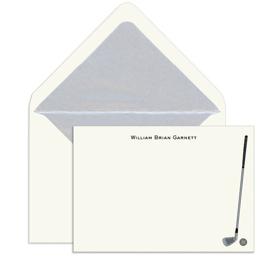 Golf Club Engraved Motif Flat Note Cards